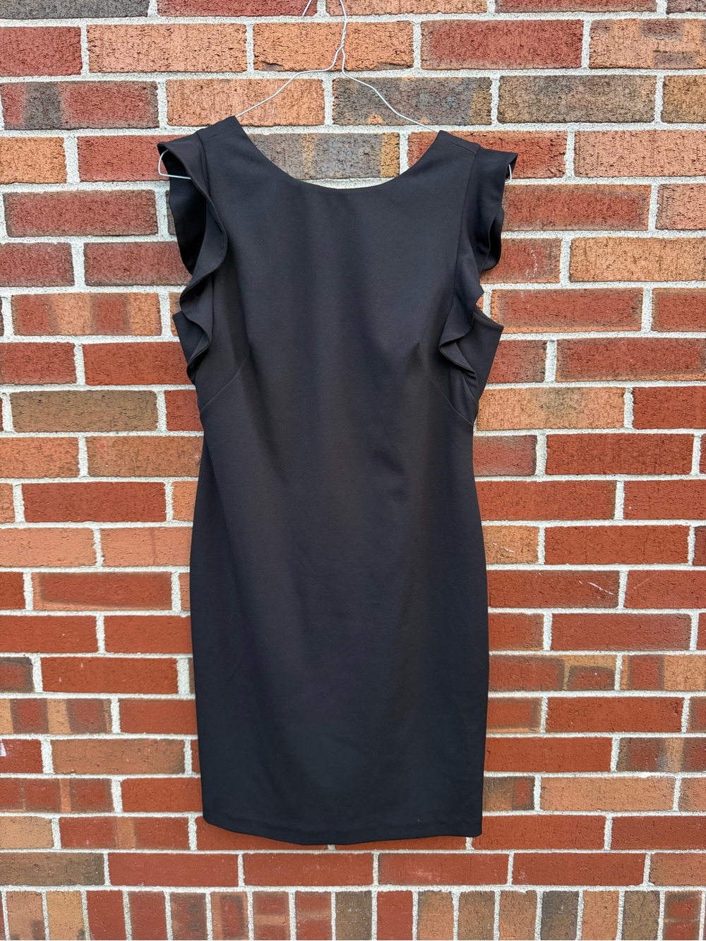 Calvin Klein Black Ruffle Sleeve Sheath Dress Size 10
